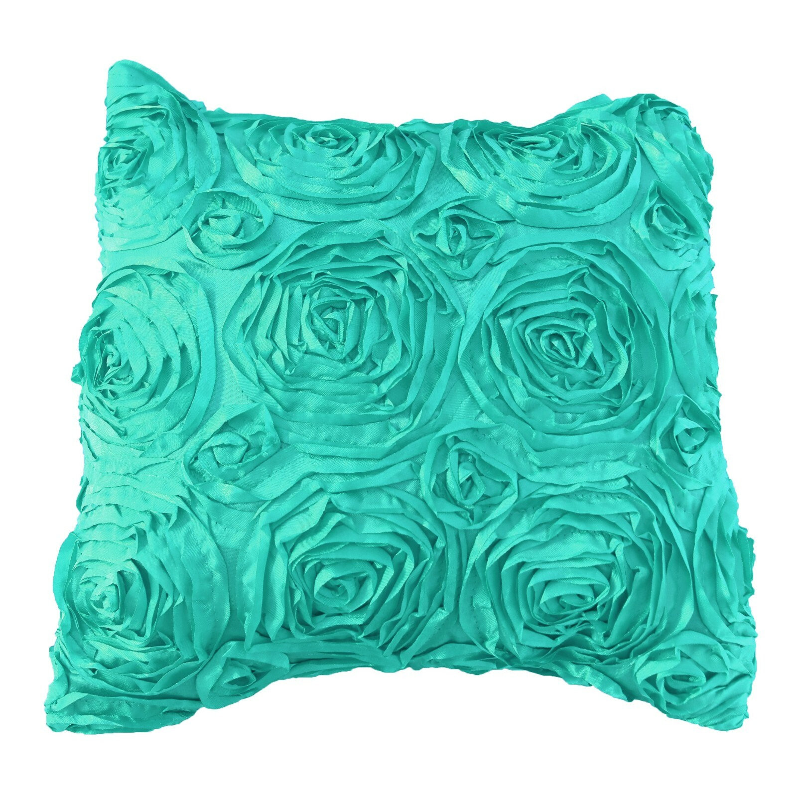 Satin Rosette 3D Raised Pop-Up Petals Decorative Throw Pillow/Sham Cushion Cover