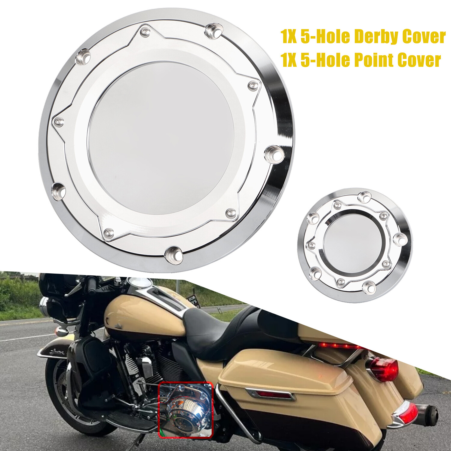 Aluminum Chrome Derby Timing Timer Cover For Harley Electra Road Street Glide