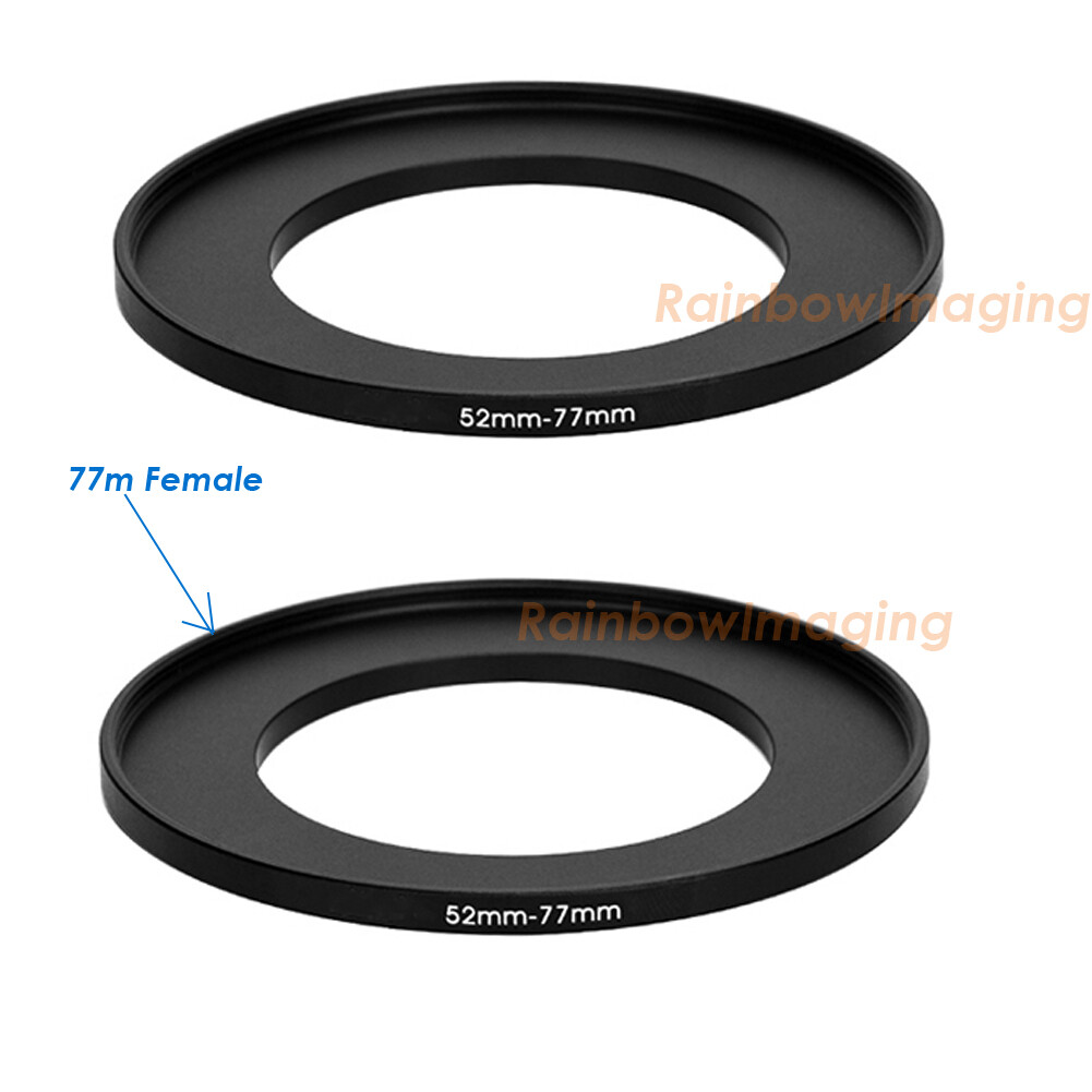 (2 Pcs) 52-77mm 52mm to 77 mm Metal Step Up Lens Filter Ring Adapter US Seller