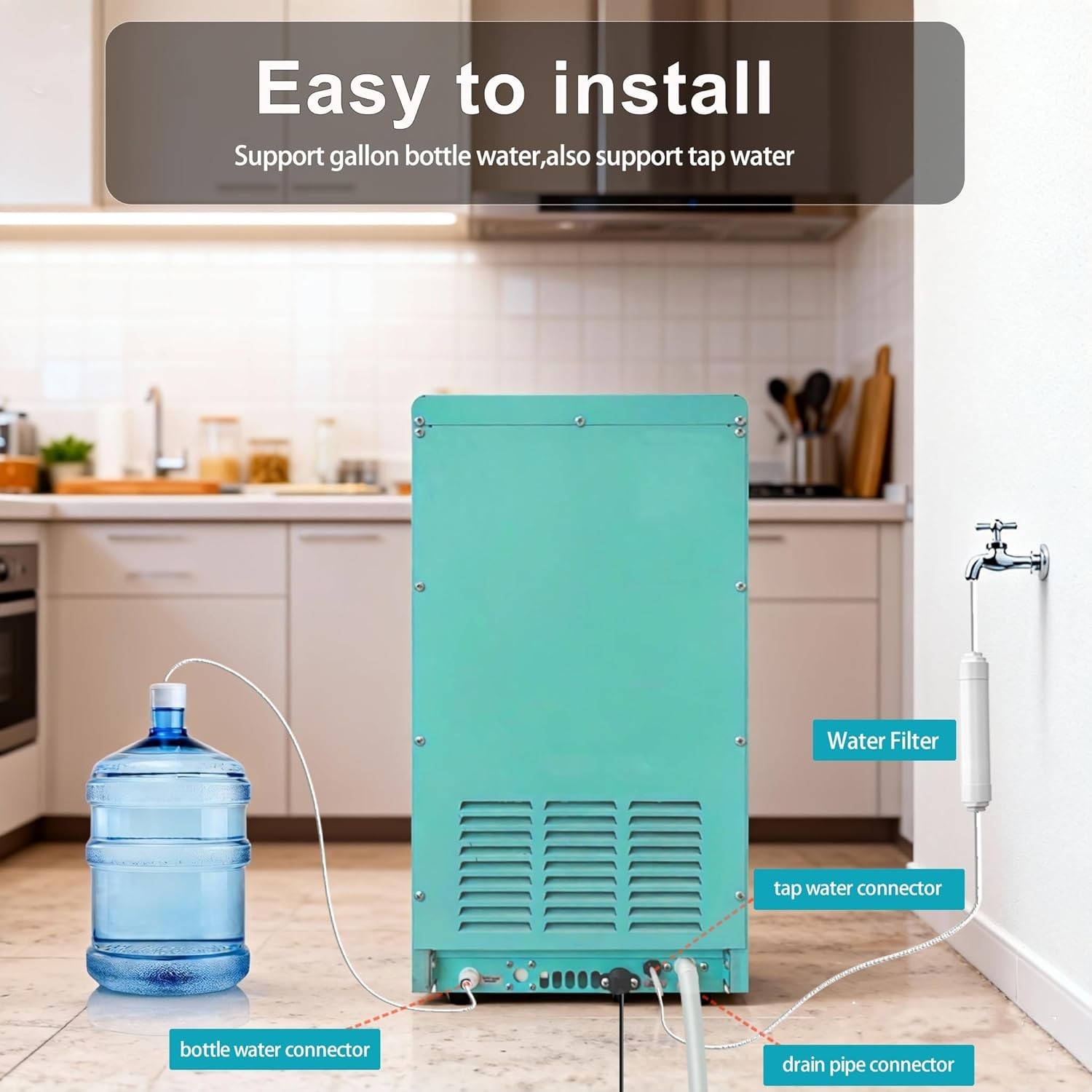 Commercial Ice Maker Machine, 100lbs/24H Ice Machine with 20lbs Storage Bin, ...