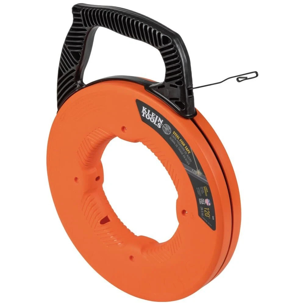 Klein Tools 120ft High Carbon Steel Fish Tape Flexible Durable Wire Pulling Tool