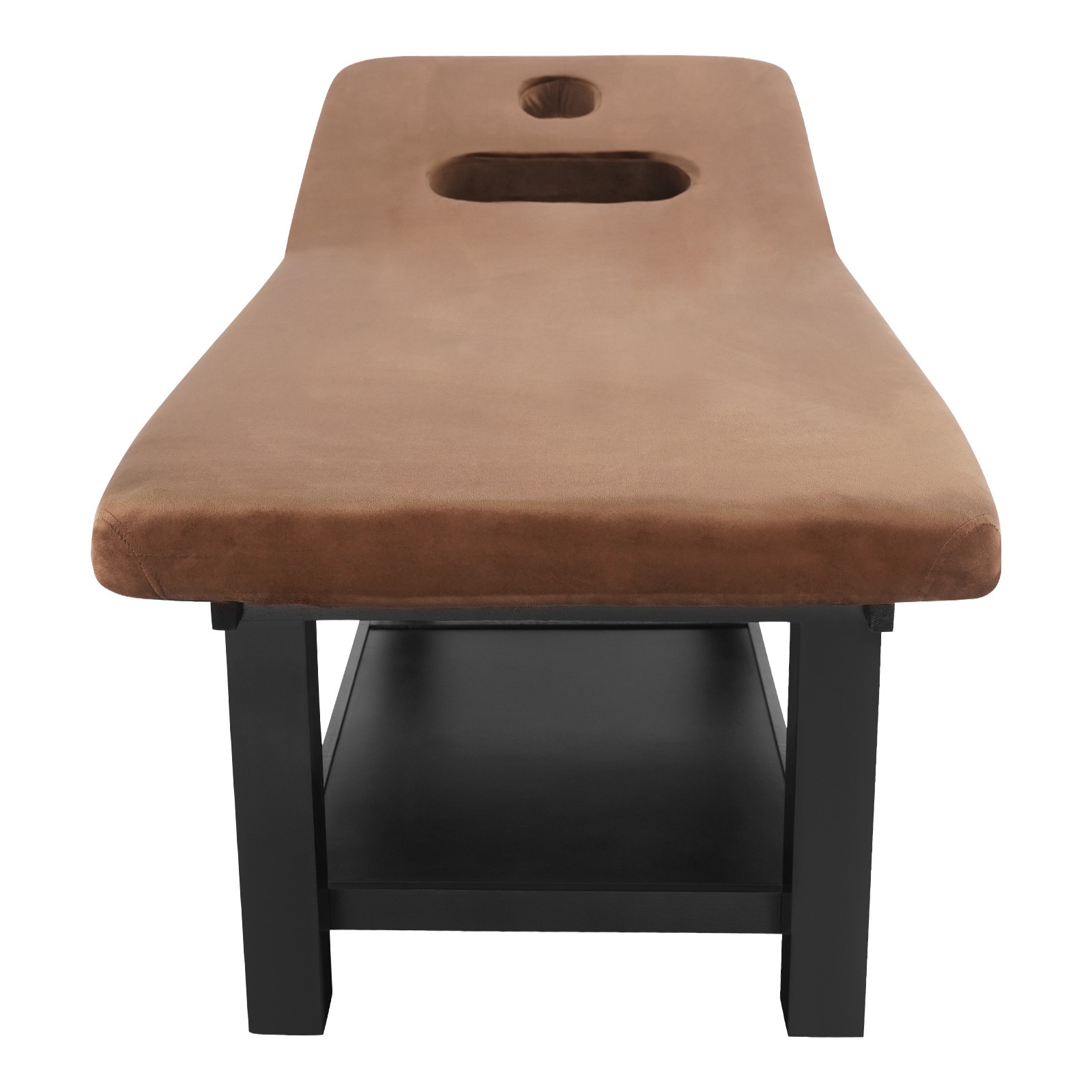 Stationary Massage Table Solid Wood Massage Table Spa Bed 75"x 31.5" Brown