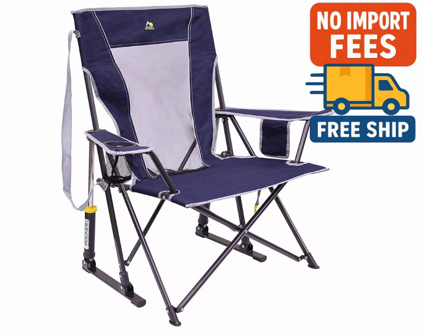 GCI Outdoor Comfort Pro Rocker Collapsible Rocking Camping Chair Indigo Blue