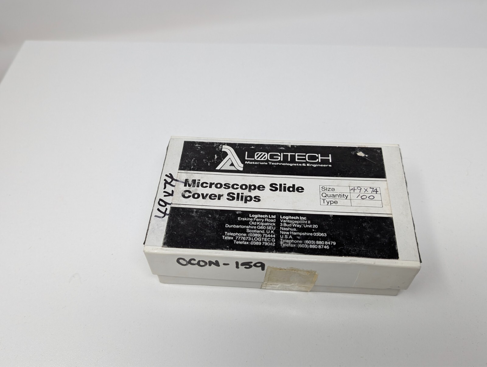 Logitech 74x49 Microscope Cover Slips, 0.17mm, 100/Box, 0CON-159, Petrographic