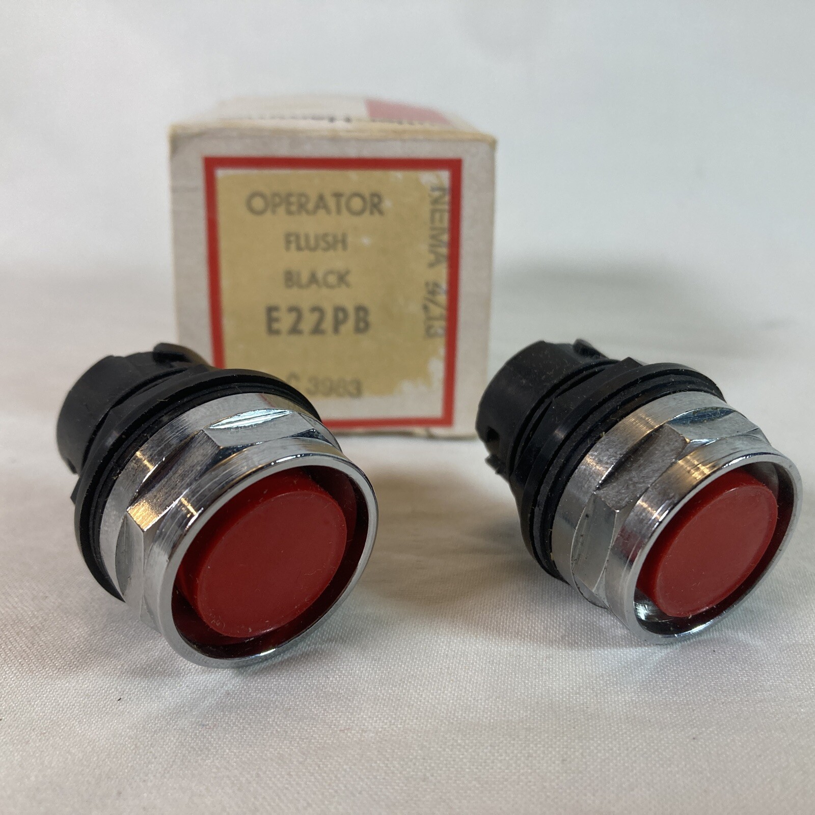 Lot of 2 Cutler Hammer E22PR Flush Red Push Button Operator New