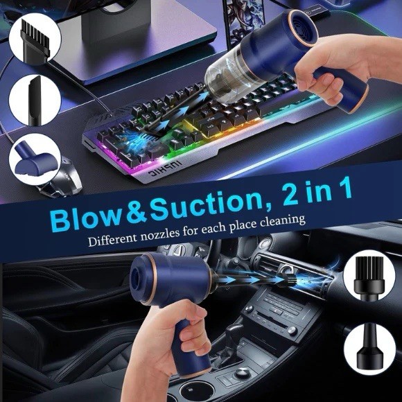 Blow & Suction Vacuum Cleaner for Keyboard, 9000PA, 4000mAh, USB+DC