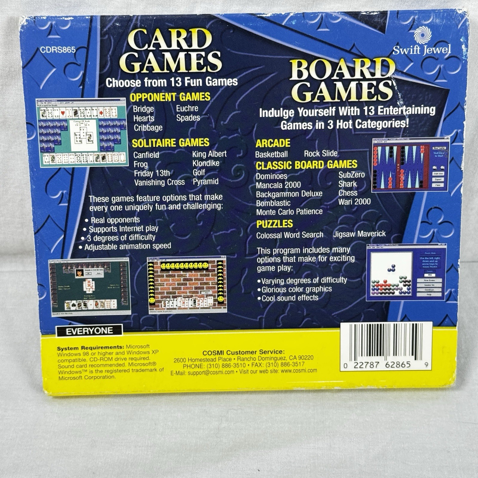 Card Games Twin Pack PC CD-ROM Hearts Spades Euchre Cribbage Board Games