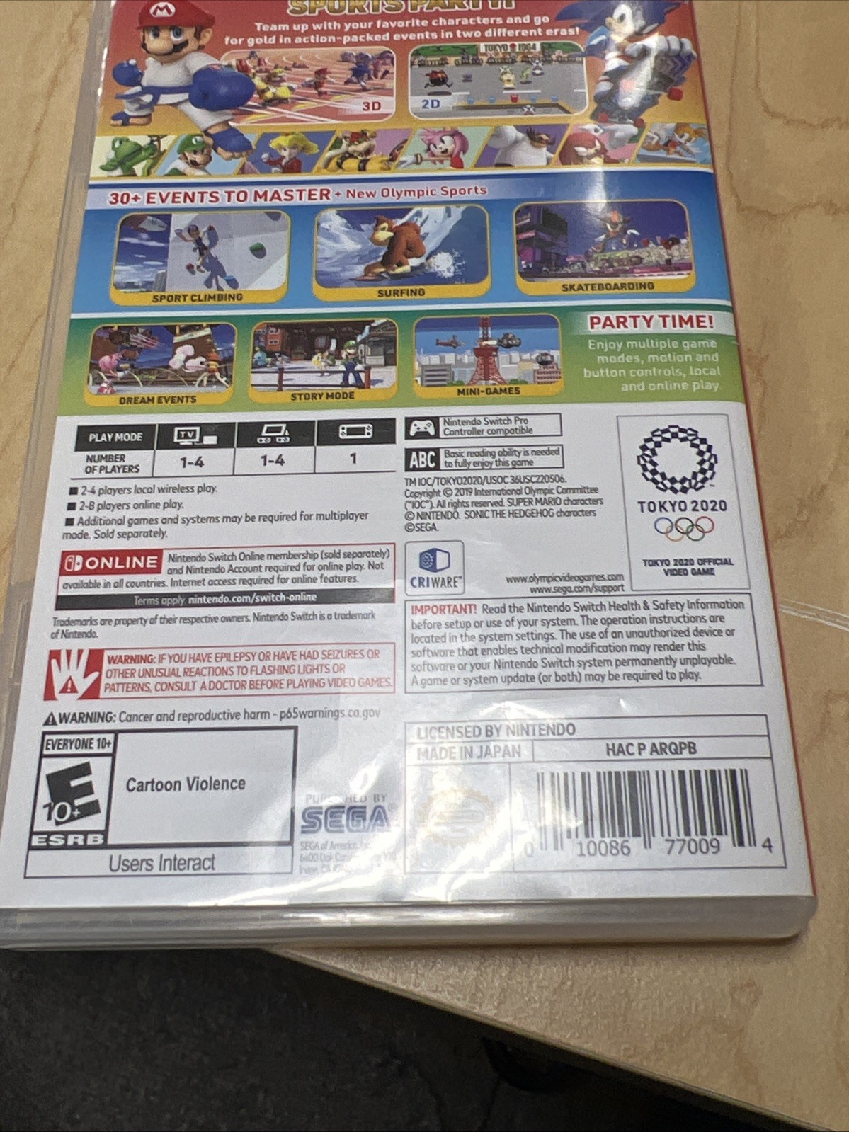 Mario & Sonic at the Olympic Games: Tokyo Nintendo Switch Case ONLY / Authentic