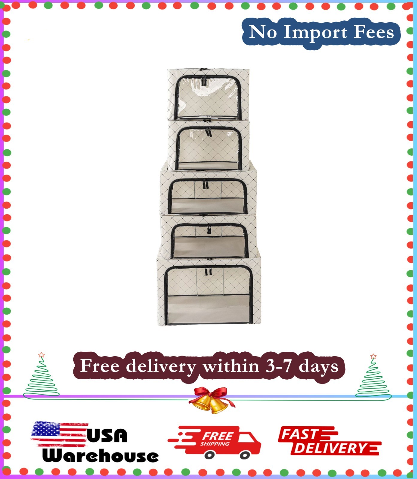 [SALE OFF] Periea Set of 5 Assorted Collapsible Storage Boxes - No Import Fees
