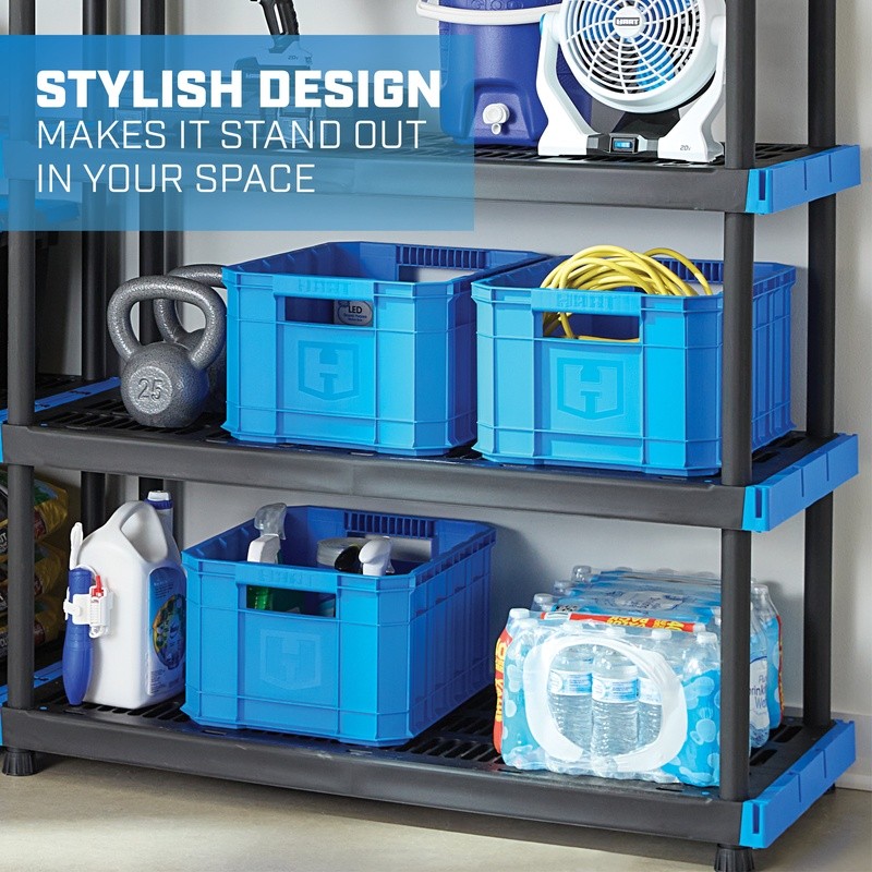 Durable Stackable Plastic Utility Crate W/ Ergonomic Handles Home Storage New