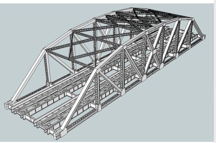 3D Printed 145 foot Double Track Arched Truss Bridge. S Scale