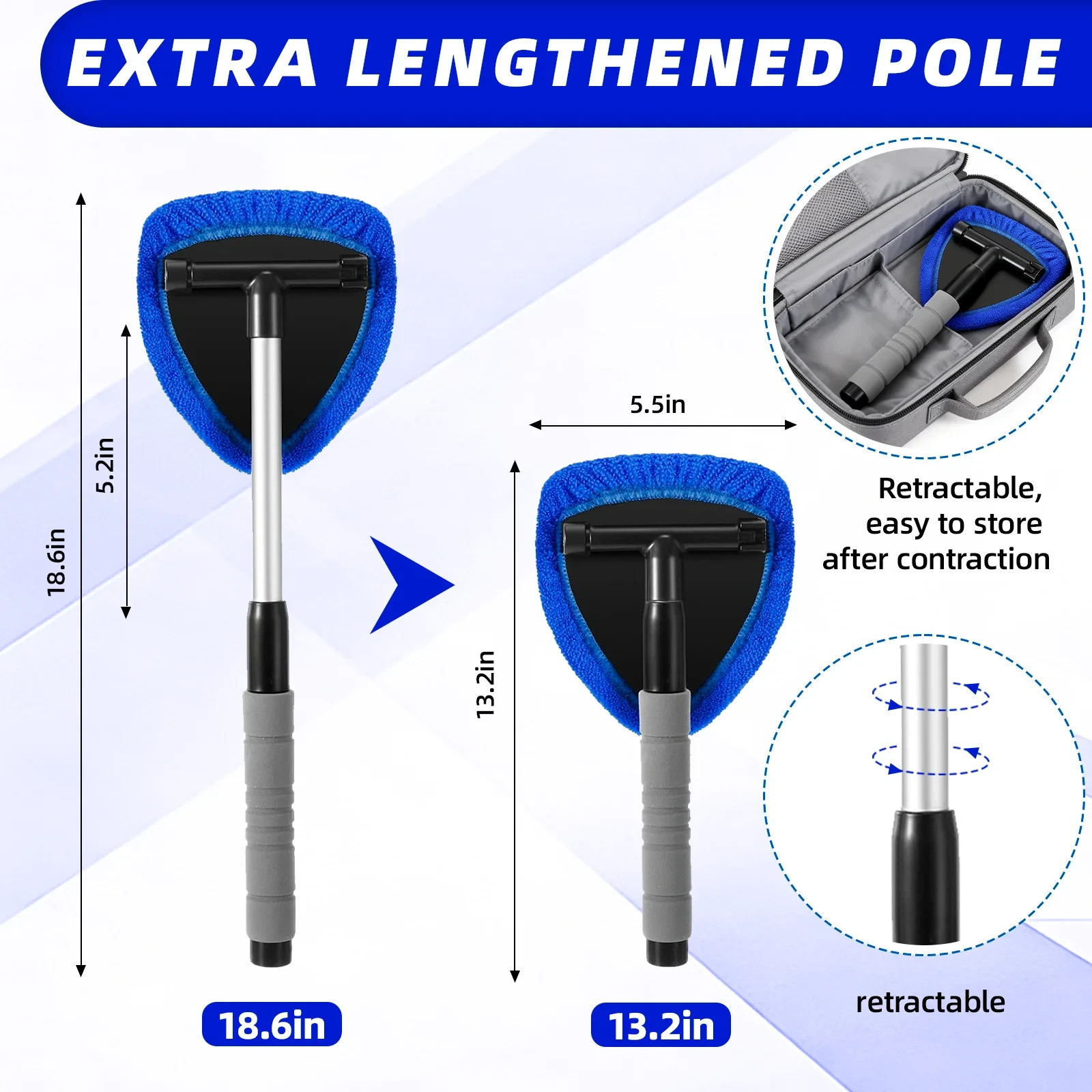 Windshield Cleaner Wand Microfiber Car Inside Window Cleaning Tool Anti Fog 2026