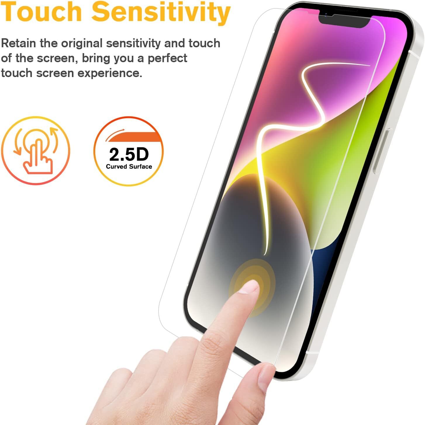 2 pack EZ Kit Tempered Glass Screen Protector for iPhone 13 14 Pro Max Plus