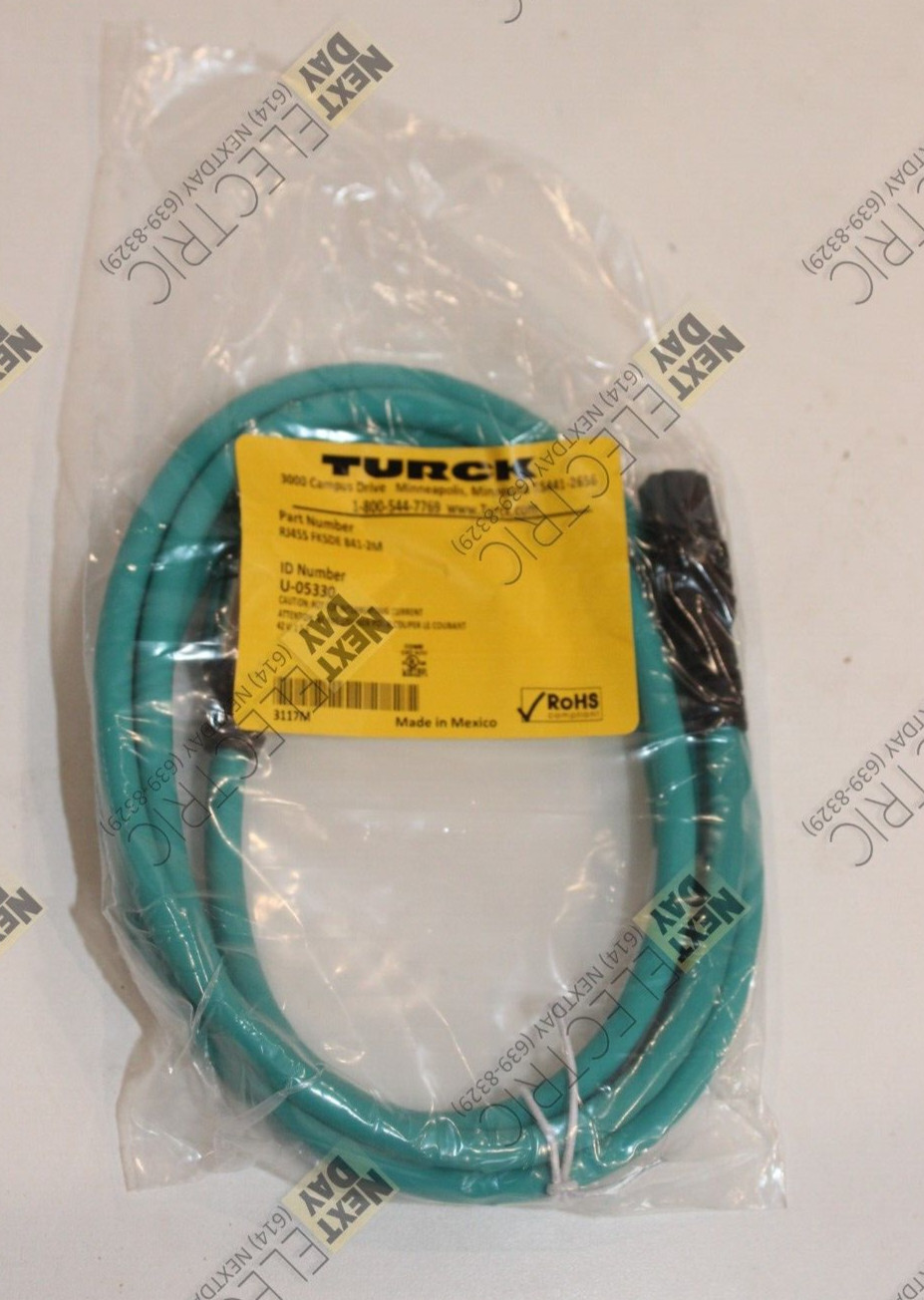 Turck, RJ45S FKSDE 841-2M, U-05330,  RJ45 Straight Male M12 Cordset Ethernet 8p
