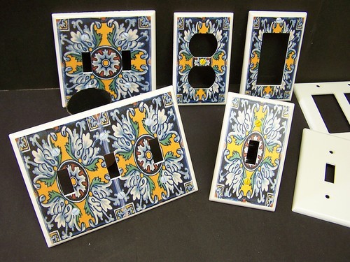 FAUX MEXICAN TALAVERA TILE #3 LIGHT SWITCH COVER PLATE PLASTIC