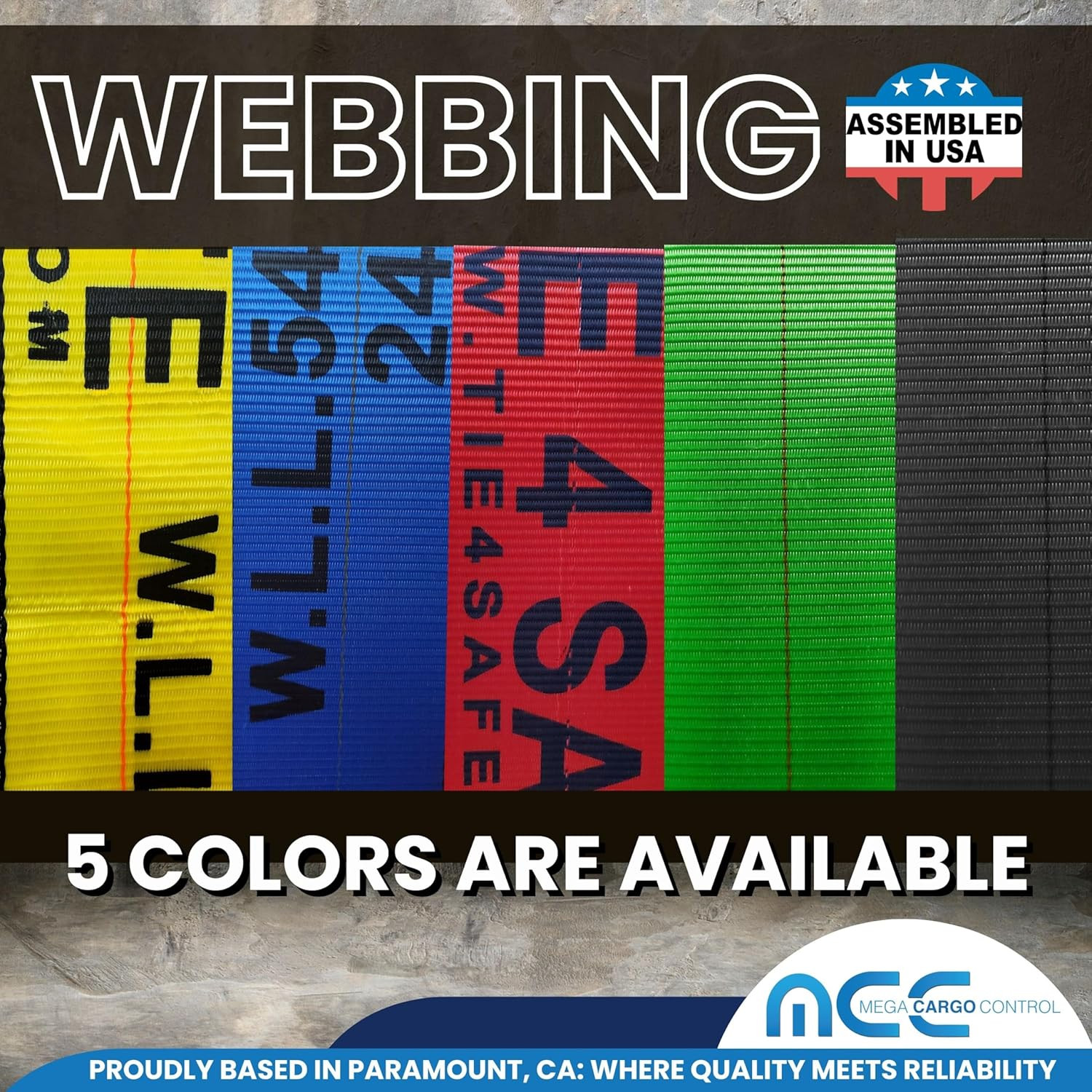 Roll off Container Winch Straps, 4"X 5'Tie Downs w/Flat Hook & Sewn End(10 Pack)