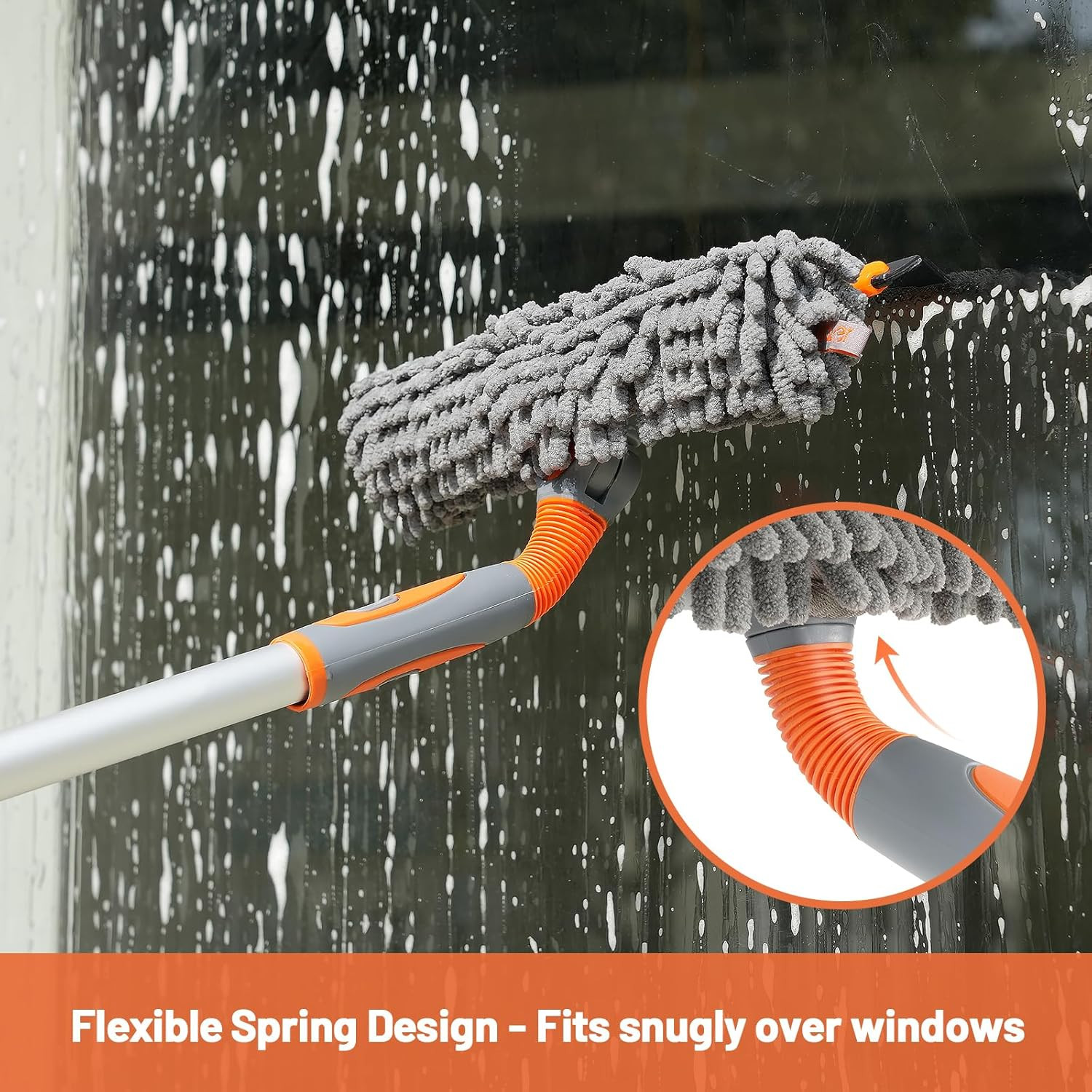 89'' Squeegee Window Cleaner 2 in 1 Rotatable Window Cleaning Tool Kit with Exte