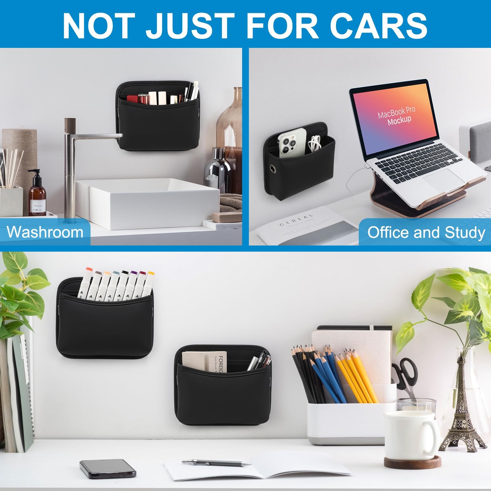 PU Leather Car Side Pocket Organizer Universal Auto Console Side Storage