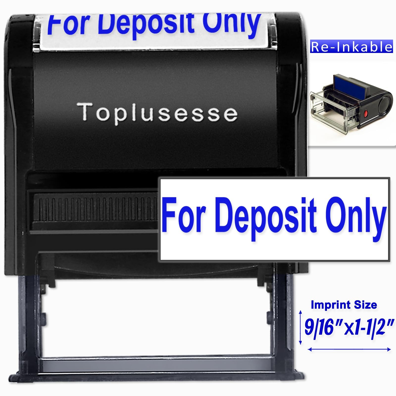For Deposit Only Stamp Self Inking Message Bank Stamp Blue Ink One Line