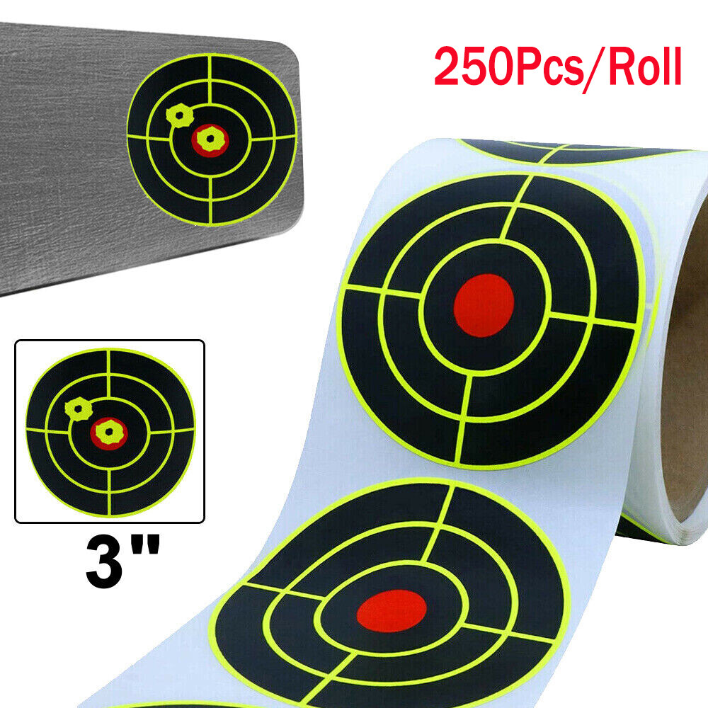 250pcs 3" Shooting Splatter Target Stickers Roll Fluorescent Self Adhesive Paper