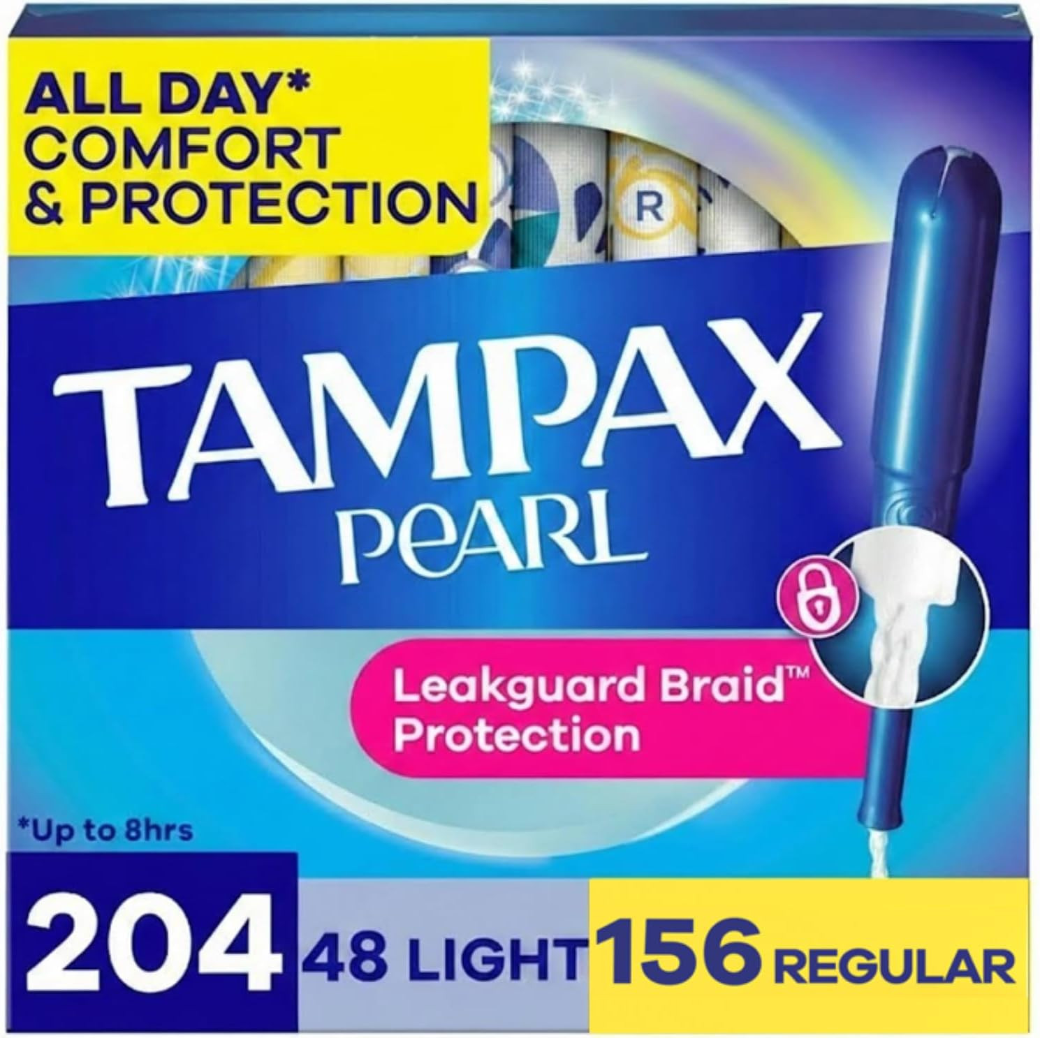 Pearl Tampons for Women Multipack, with Leakguard Braid, Light/Regular Absorbenc