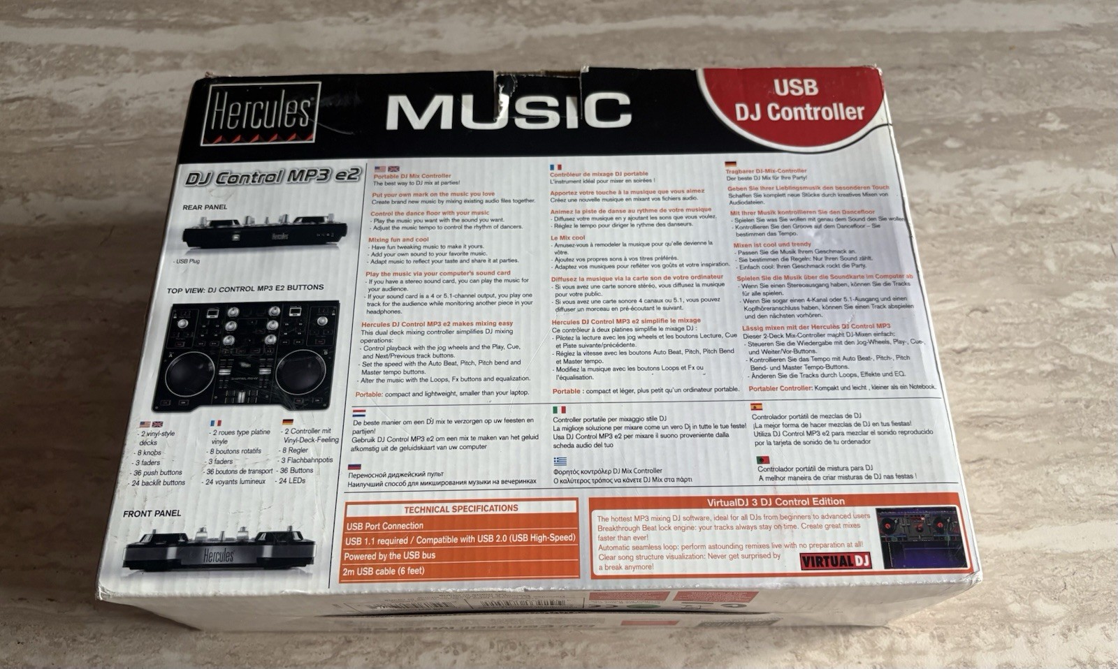 Hercules DJ Control MP3 E2 DJ USB Powered Controller New Never Used