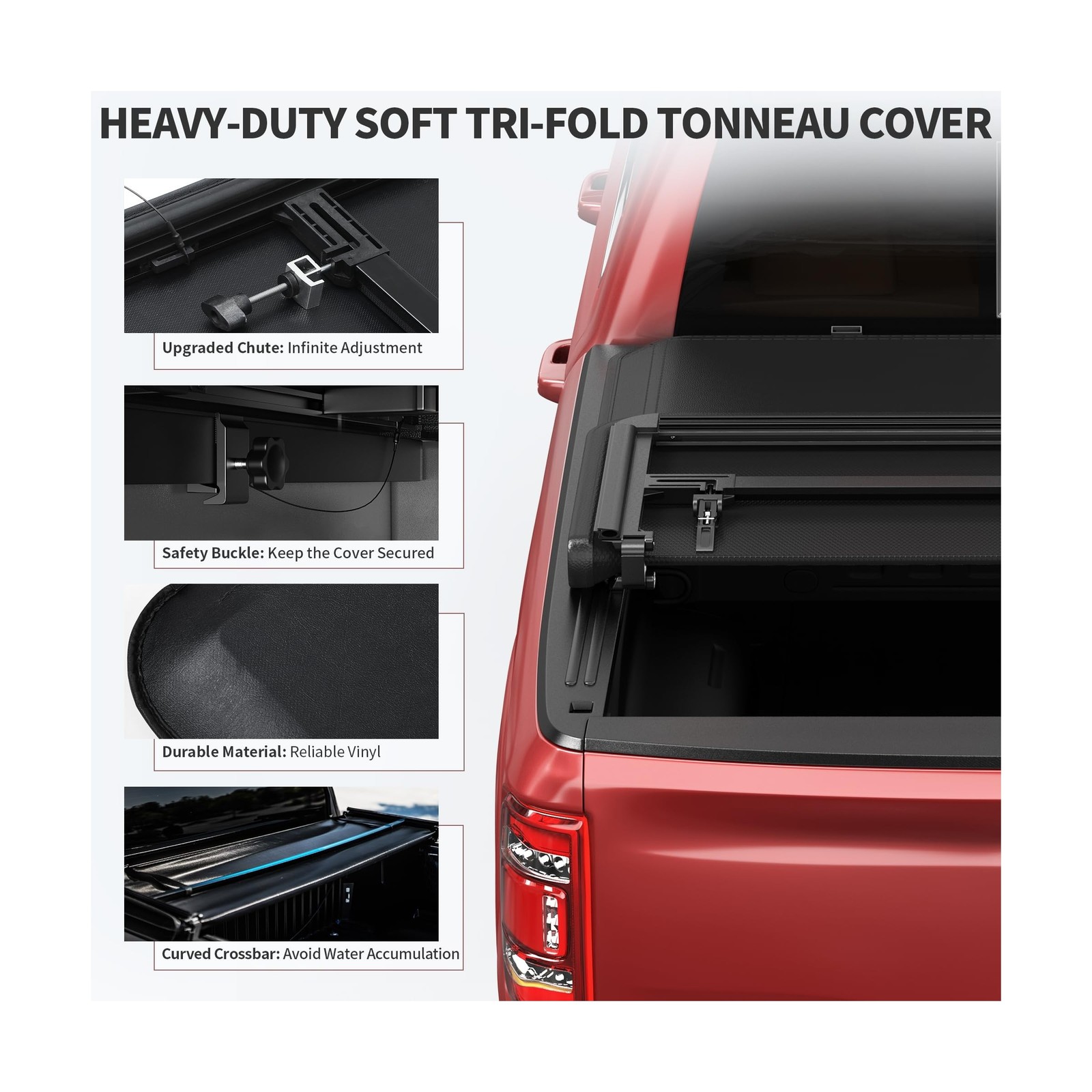 oEdRo Upgraded Tri-Fold Truck Bed Tonneau Cover Compatible with 2014-2018 Che...