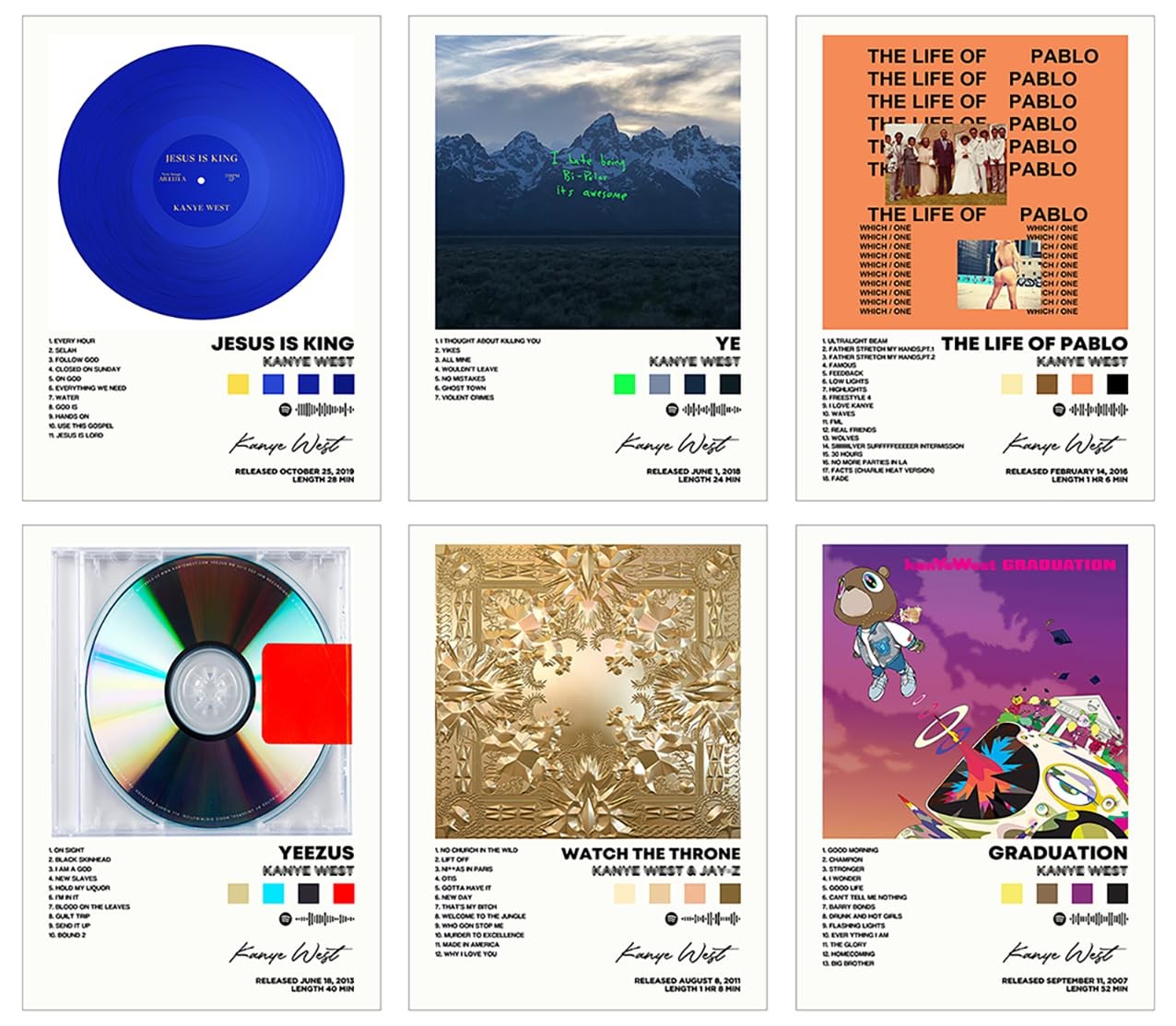 Kanye Poster West Album Cover Signed Limited Print 8x10 inch,