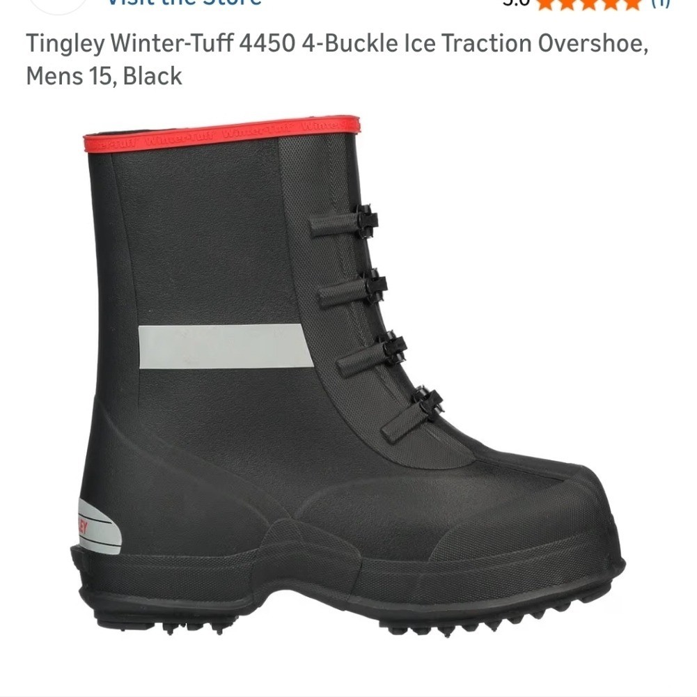 Tingley Winter-Tuff 4450 4-Buckle Ice Traction Overshoe, Mens 15 New!