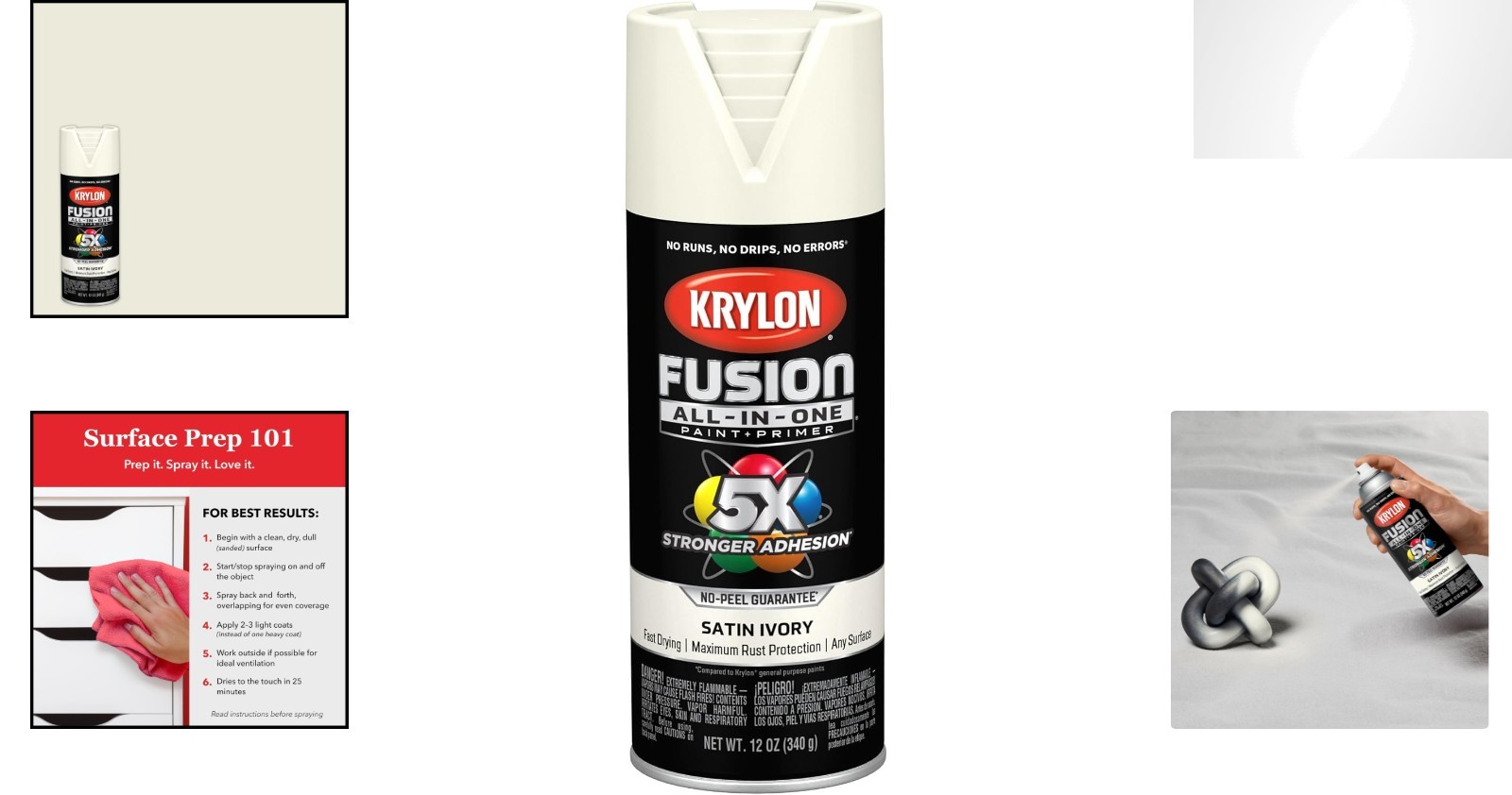 Versatile 12 oz Satin Ivory Spray Paint - Rust Resistant, Ideal for All Surfaces