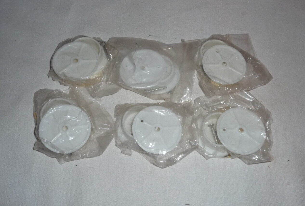 Amerock 6 sets 1 3/8" White Plastic Closet Pole End Bracket Socket Set
