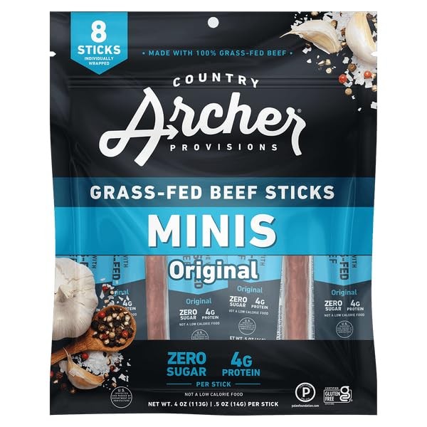 (Pack of 10) Archer Beef Stick Original Mini Natural Meat Snack 4 Oz