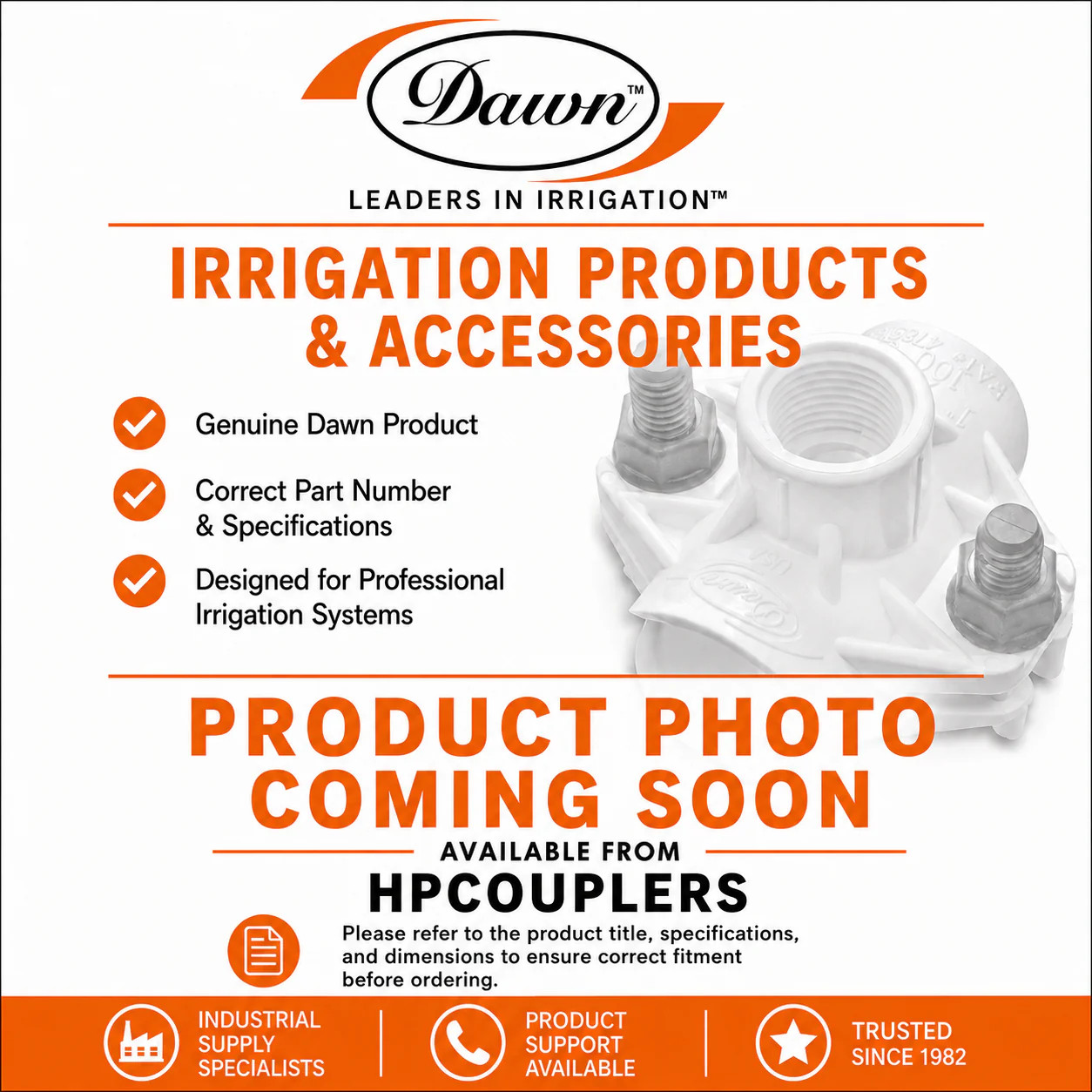 Dawn Industries SC101, PVC Glue Fitting 3/4" Spigot x 1/2" Hub to Swing,