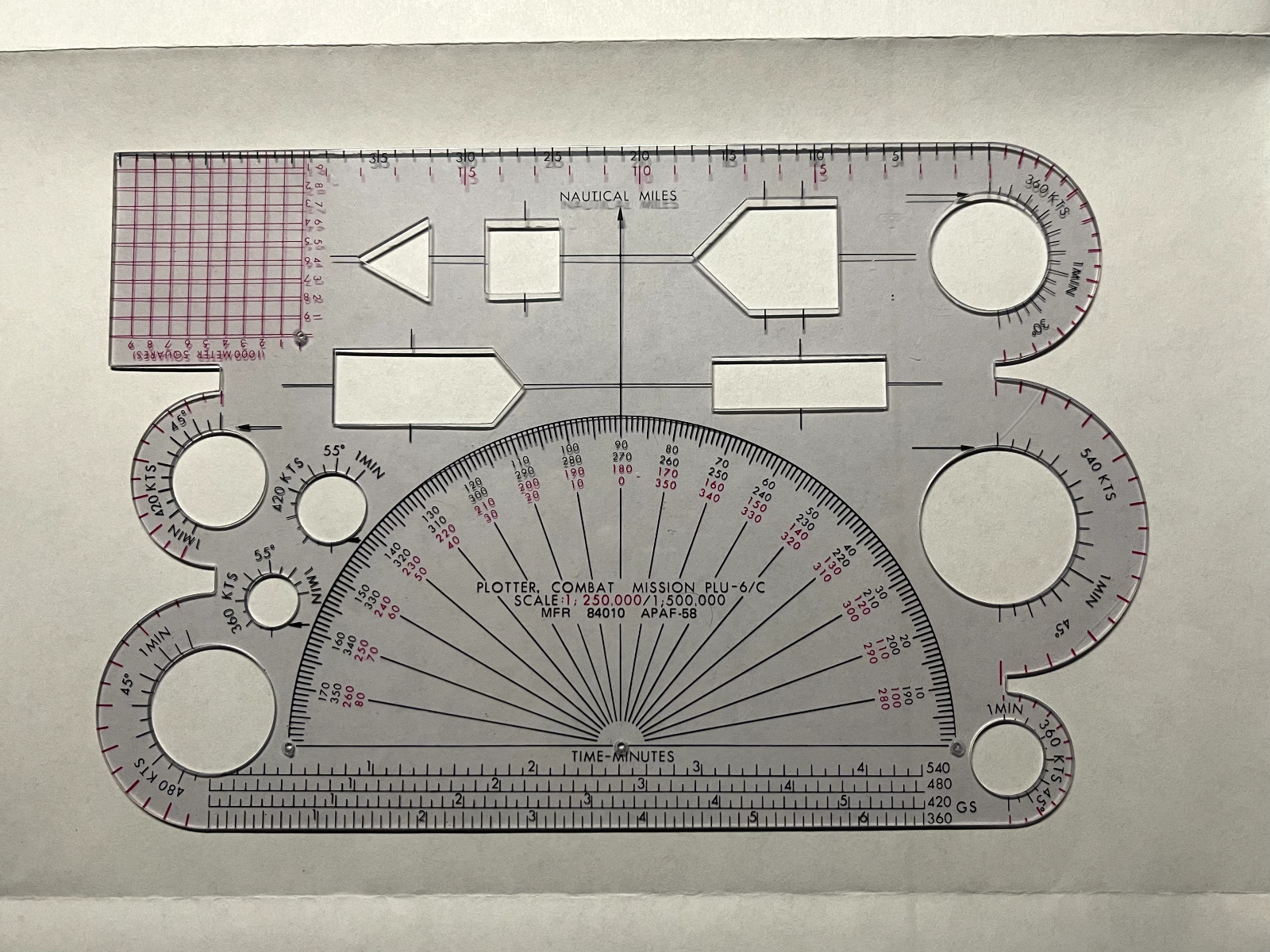 Aviation Combat Mission Plotter Protractor PLU-6/C NSN 6605007666901 JOG