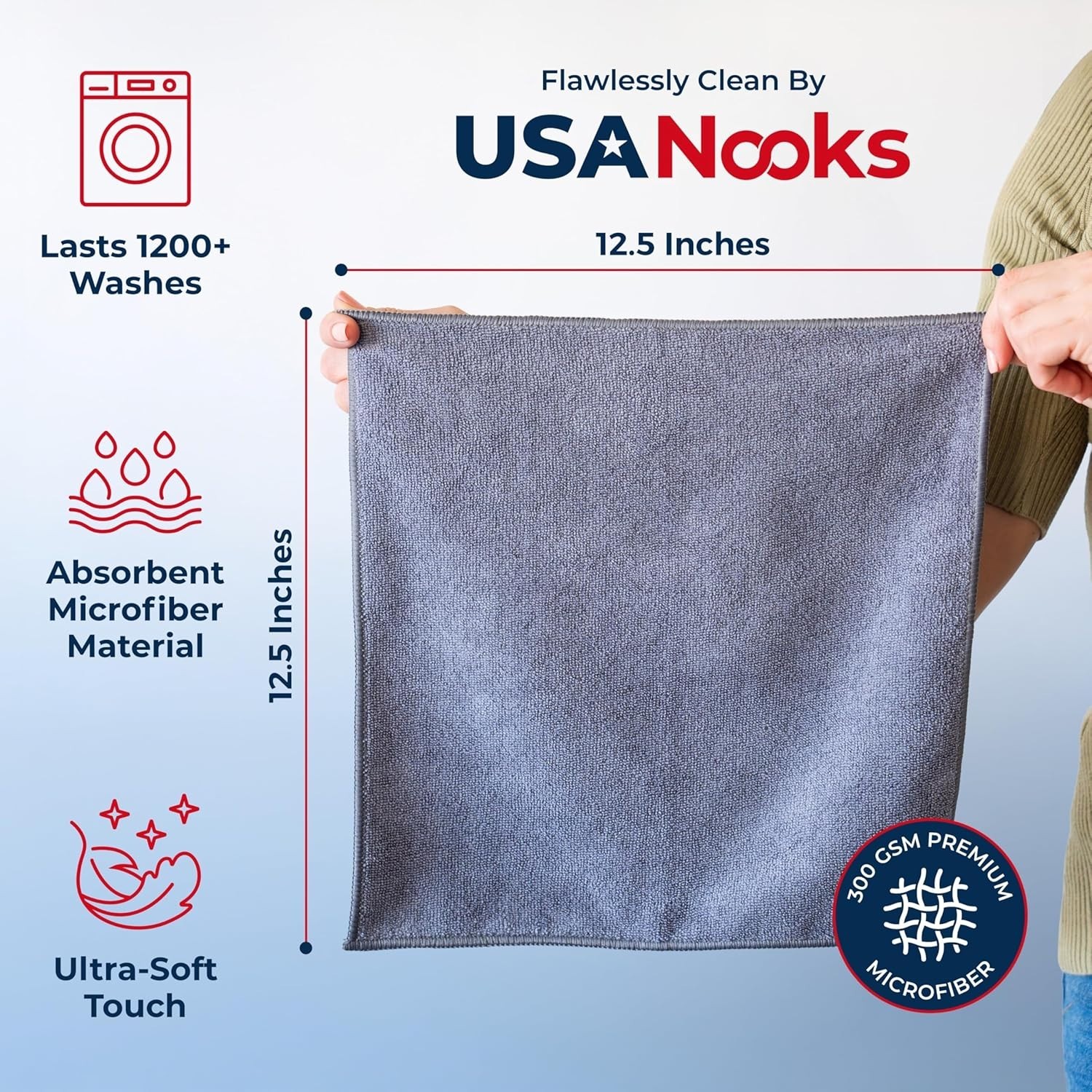Rapid Dry Microfiber Cleaning Cloths 12.5"x12.5" - 100 Pcs