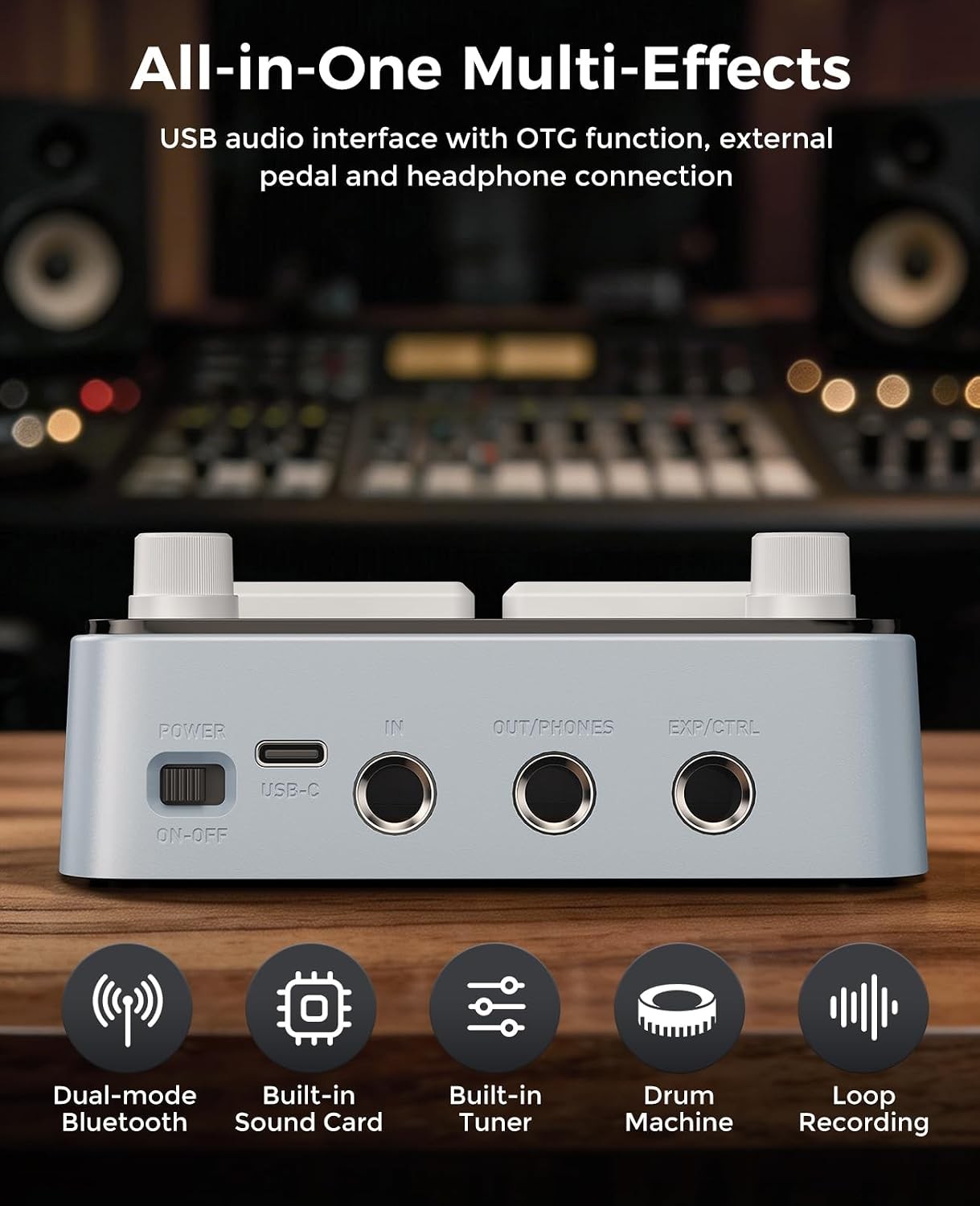 Pocket Guitar Multi Effects Pedal, with 125 Effects, 99 Presets, 30 Amp Modeling