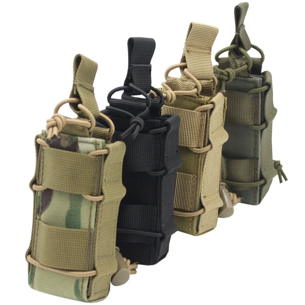 Tactical 9mm Magazine Pouch Bag Pistol Single Mag Pouch Molle Flashlight Holder