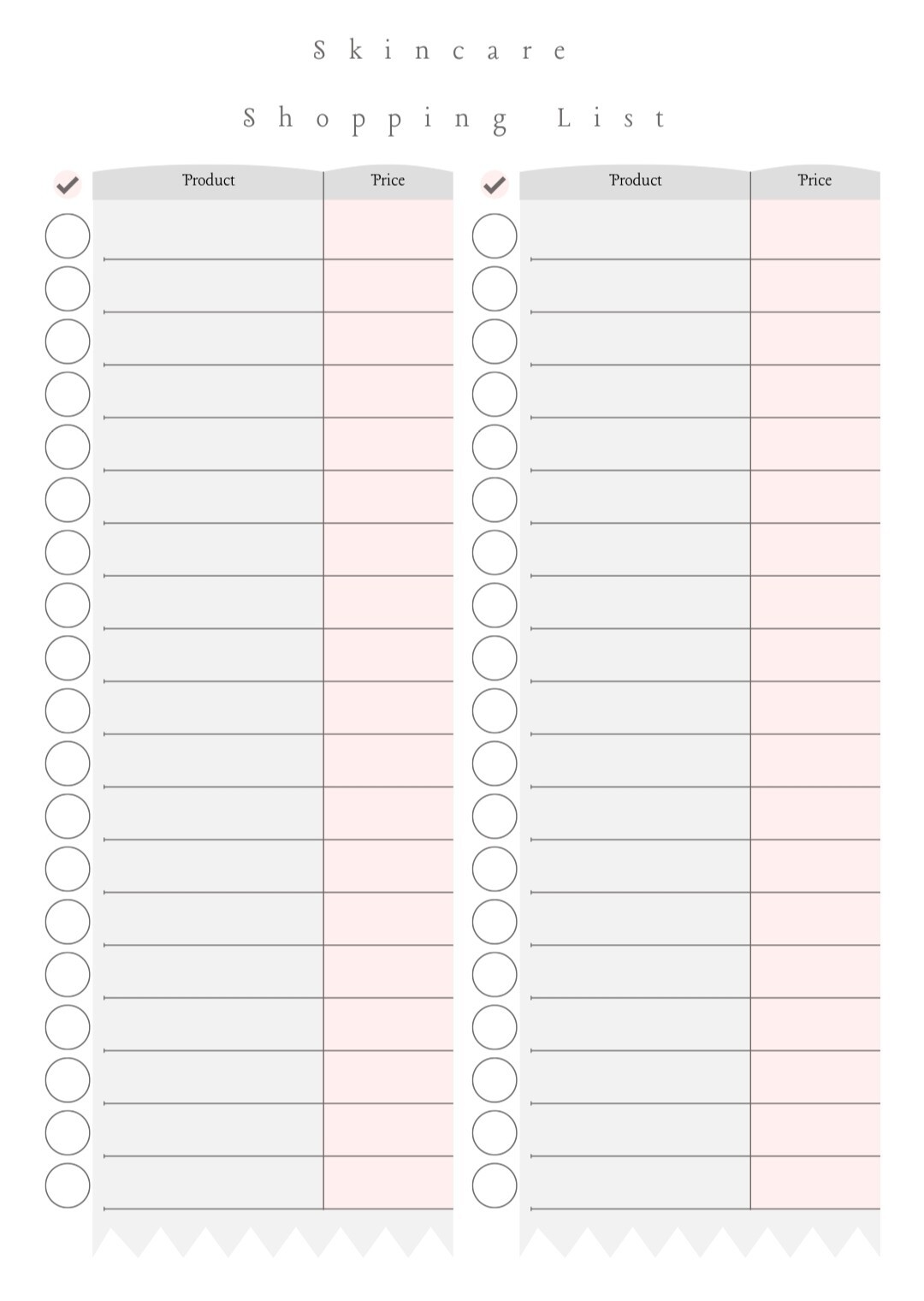 Printable Digital Skincare Planner