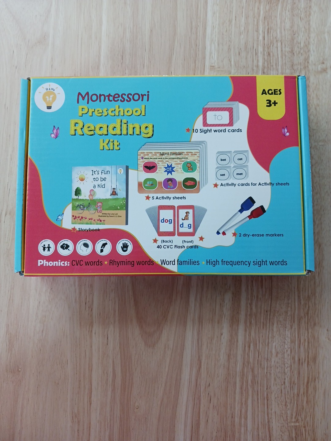 2023 Montessori Preschool Reading Kit CVC Rhyming Word Families Sight Sealed