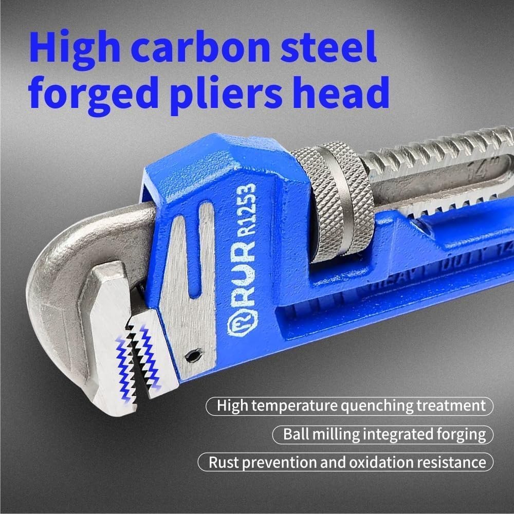 18 inch Heavy Duty Pipe Wrench - Quick-Adjust, Soft Grip Handle,Straight Jaw ...