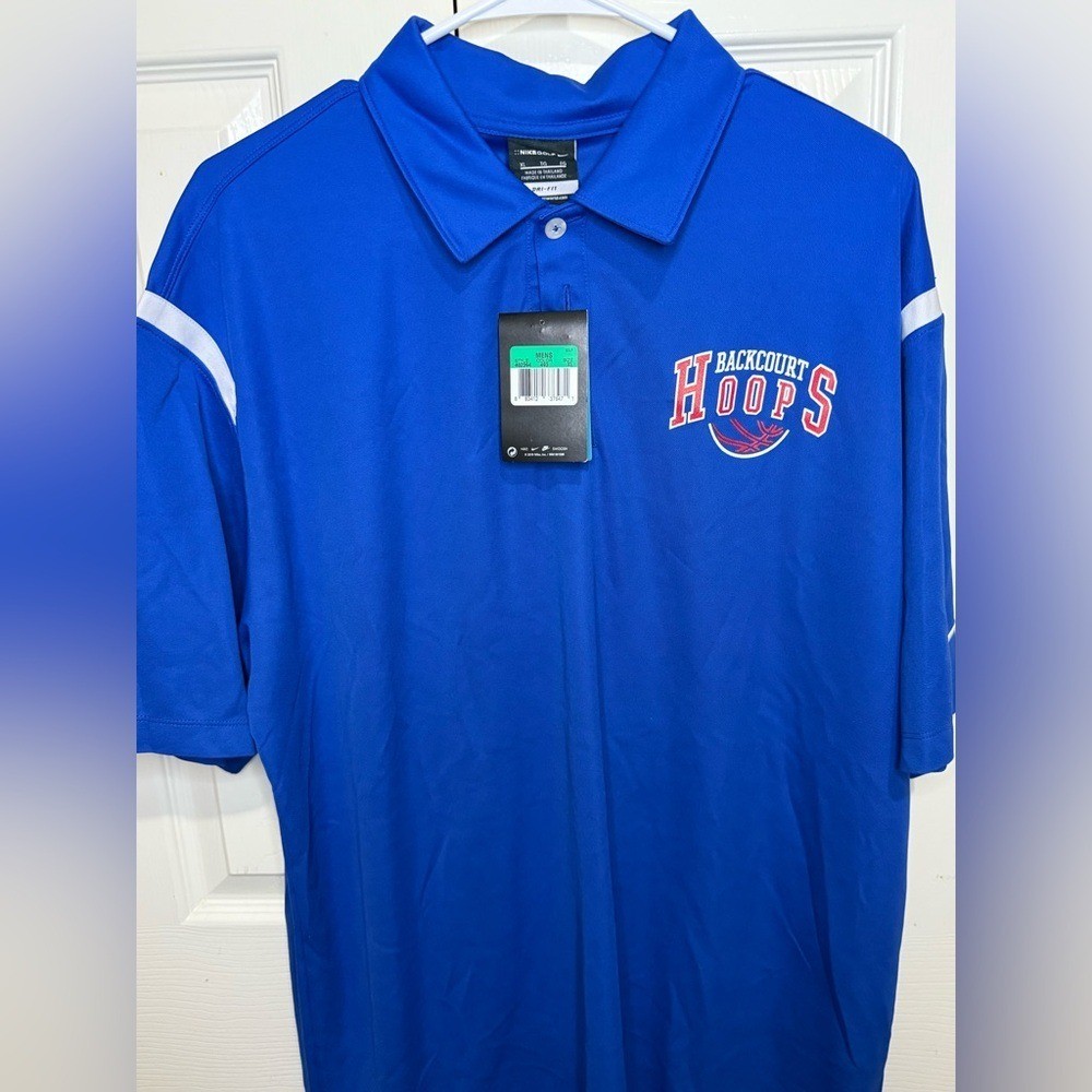 Nike Golf Dri-FIT Backcourt Hoops Polo Shirt Blue Mens X Large Basketball NWT