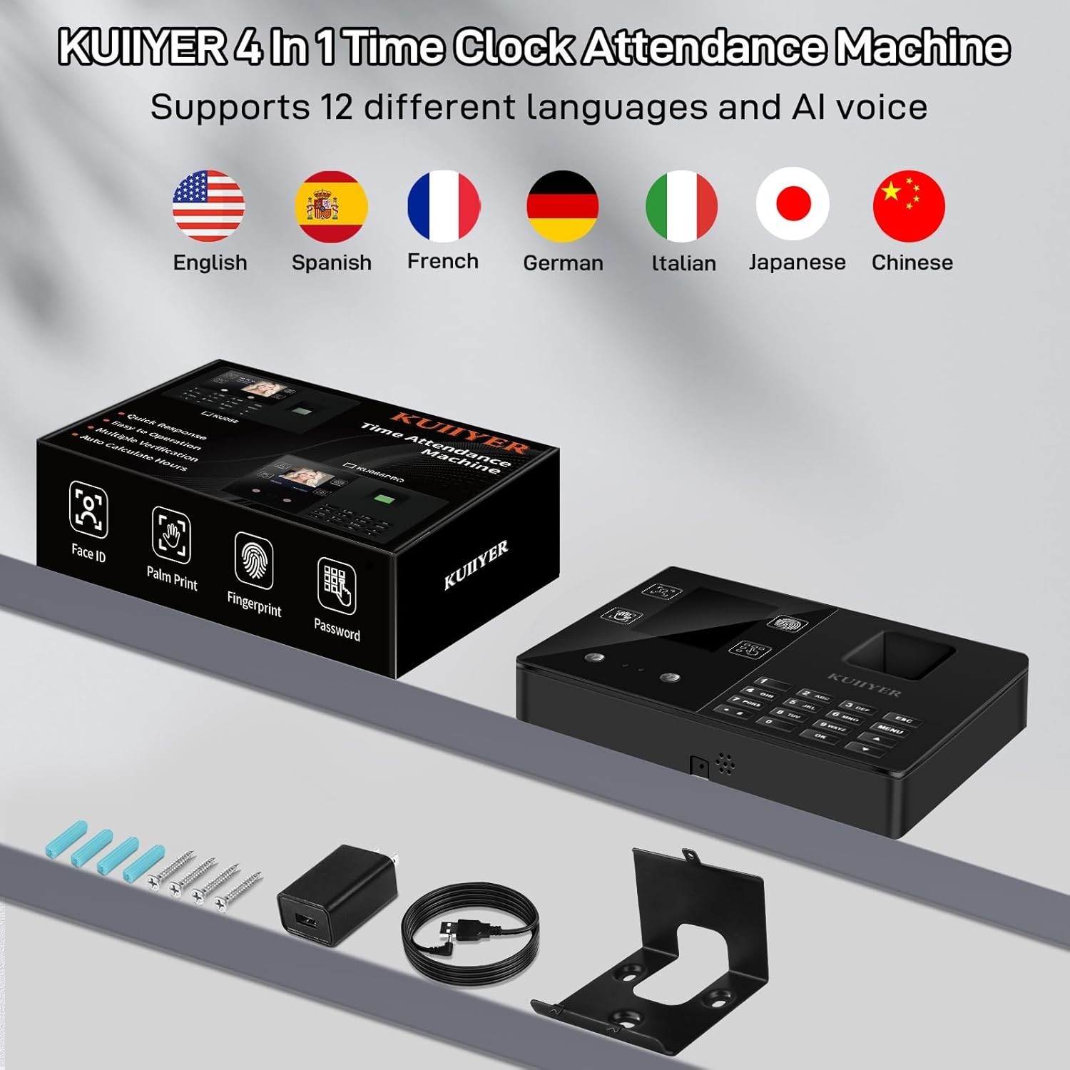 High Efficiency Biometric Attendance Clock - Face & Fingerprint Recognition