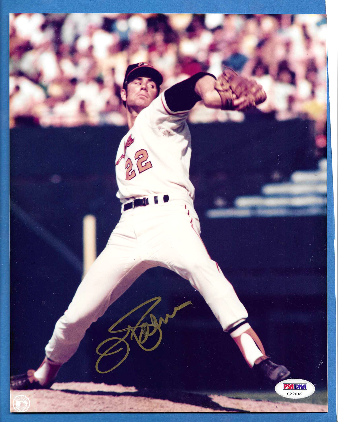 JIM PALMER BALTIMORE ORIOLES AUTOGRAPHED 8X10 COLOR PHOTOGRAPH - PSA/COA#S22049