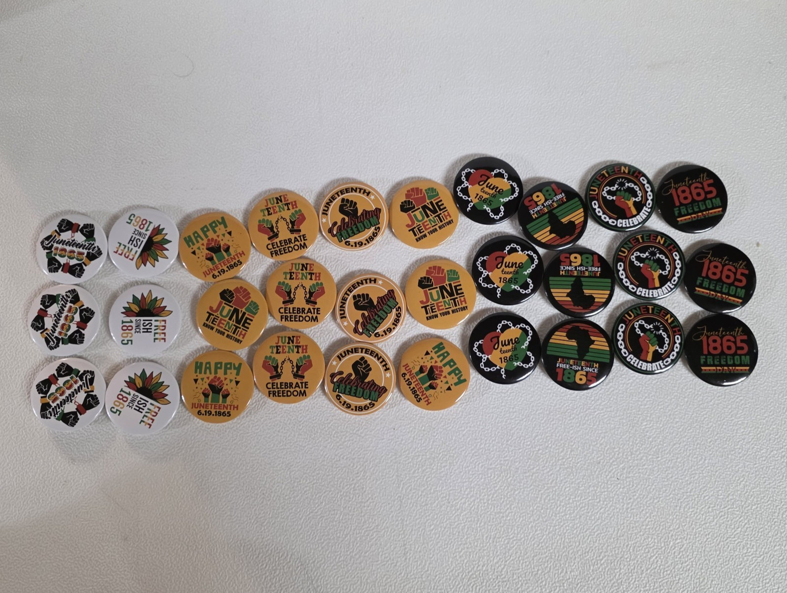 JUNETEENTH Badges Free-ish Freedom since 1865 Mixed Lot of 30 1.5 In. 10 designs