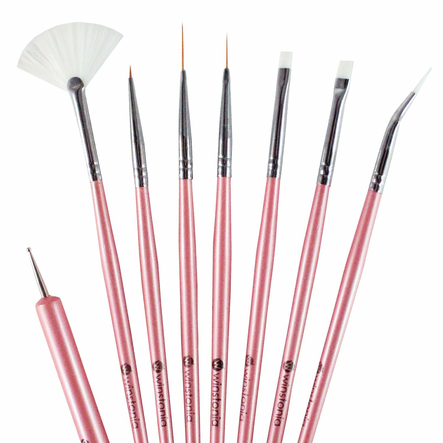 Winstonia Nail Art Brushes - Gel Detailer Thin Striping Liner Brush + Dotter Set