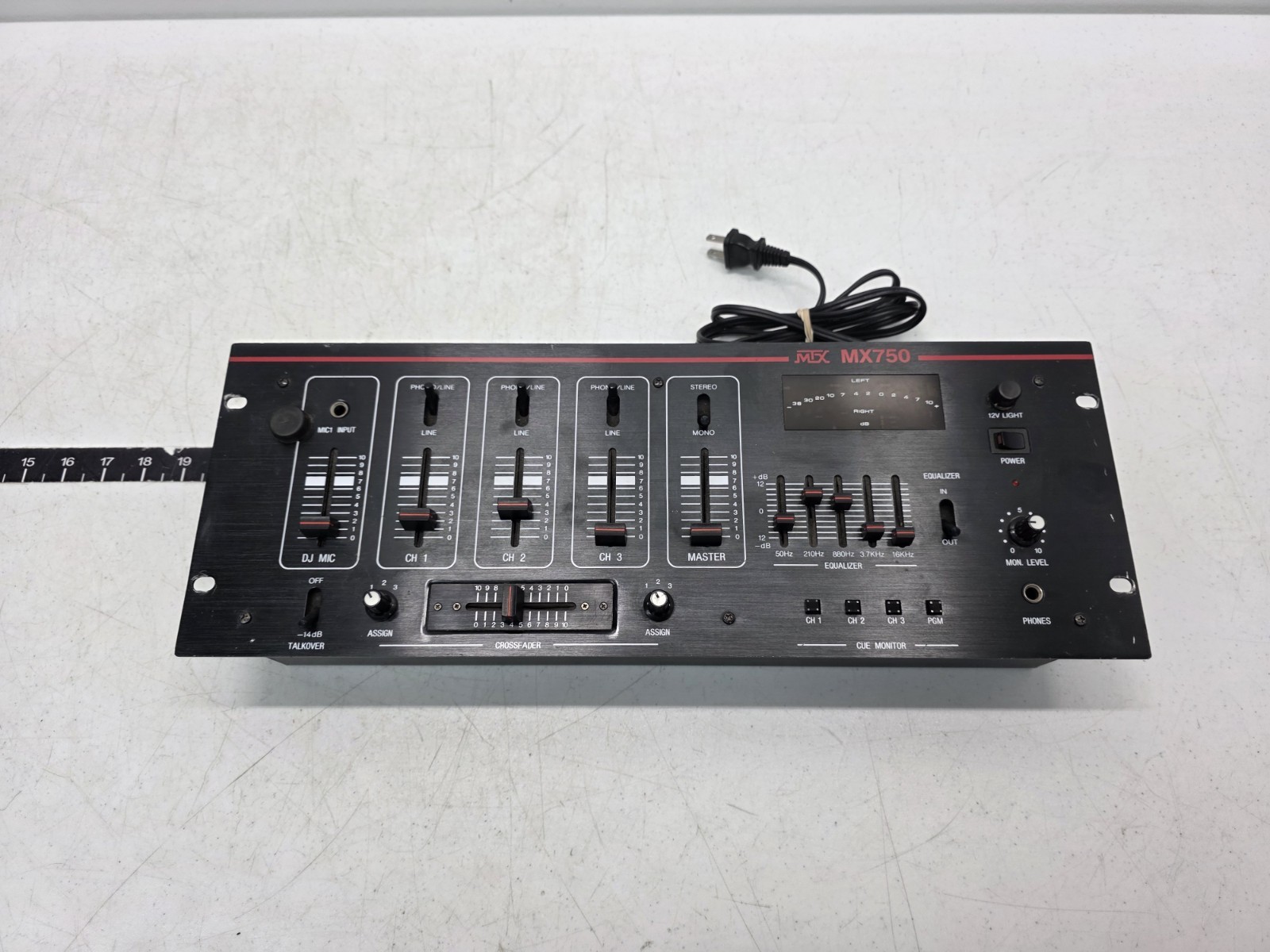 MTX MX750 DJ Mixer Pre Amp Crossfader Talkover Monitor Amplifier Music Equalizer