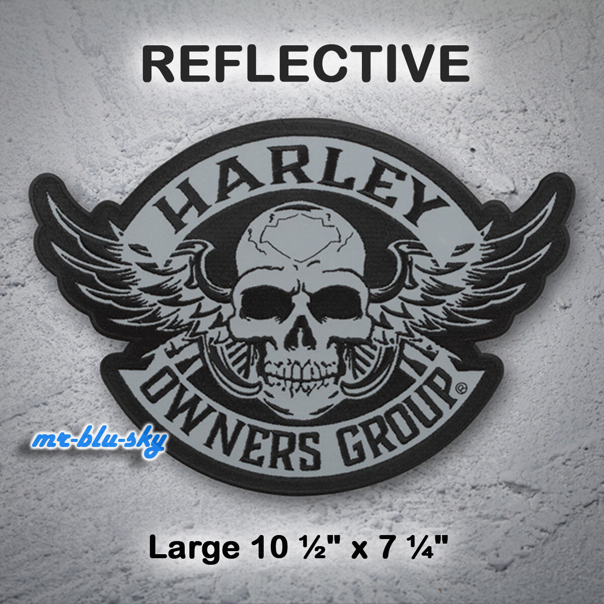 Large Reflective Winged Skull Patch ~ Harley Davidson Owners Group H.O.G.
