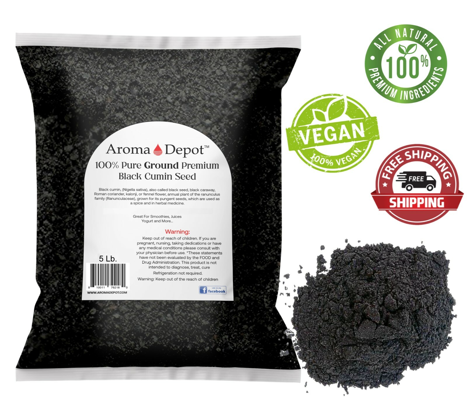 5lb GROUND Black Seed Powder Cumin NIGELLA SATIVA Semilla Comino Negro