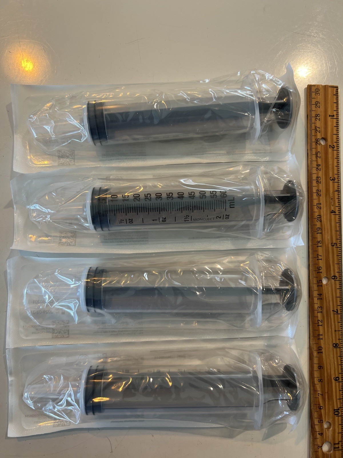 Monoject 60ml Syringe New Exp 1-31-29 4 Pcs