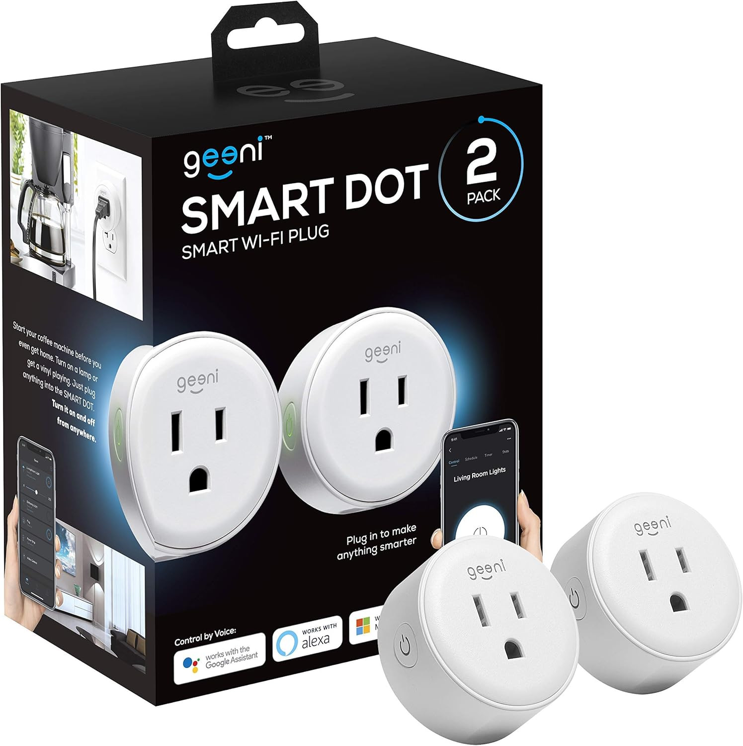 Dot Smart Plug with 2.4GHz WiFi Connectivity – 2-Pack Compact, Fire-Resistant Sm